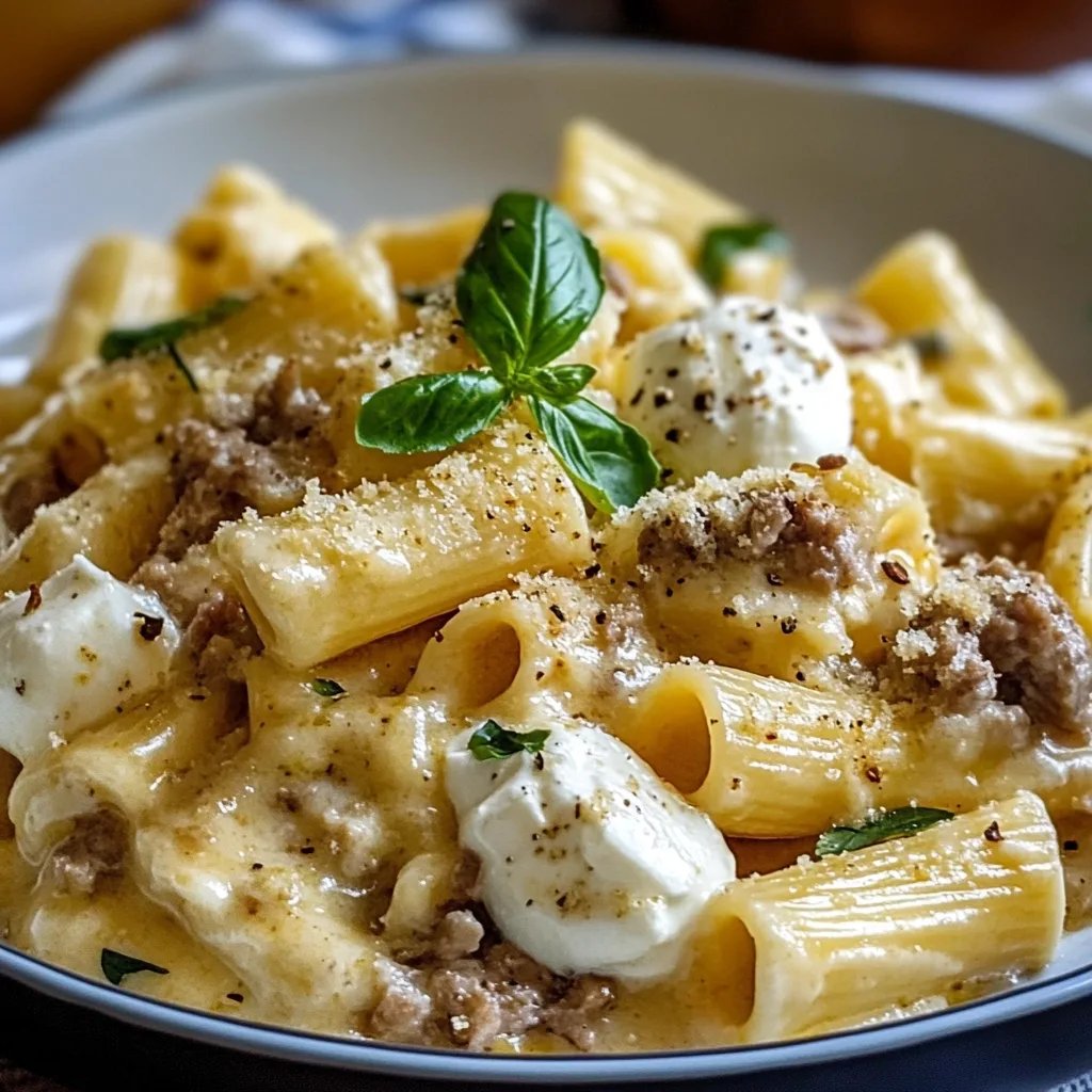 Rigatoni in Hack-Feta-Creme