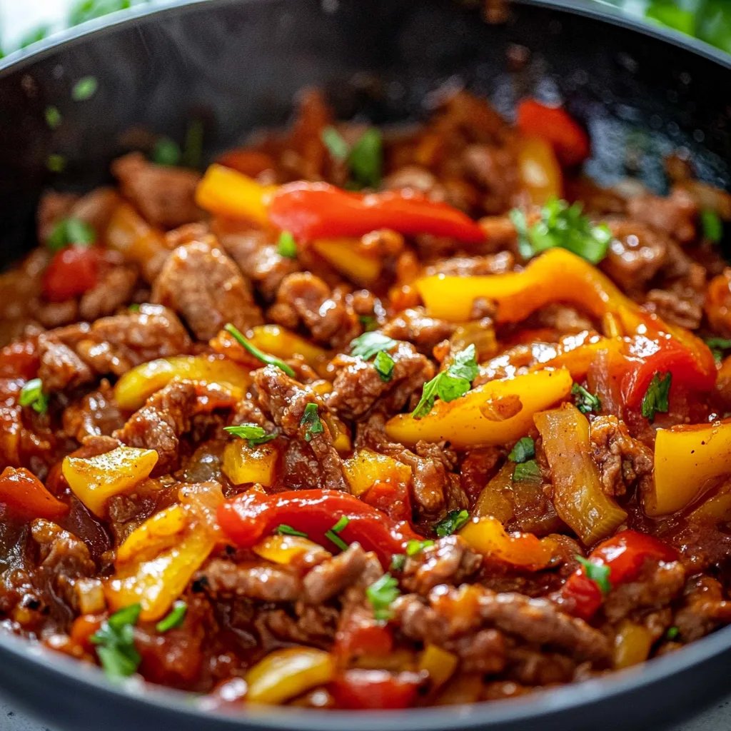 Paprika-Reis-Pfanne mit Hackfleisch