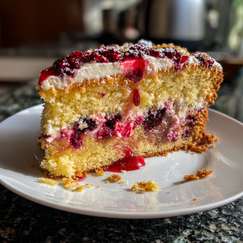 Blechkuchen mit Vanille und Beeren