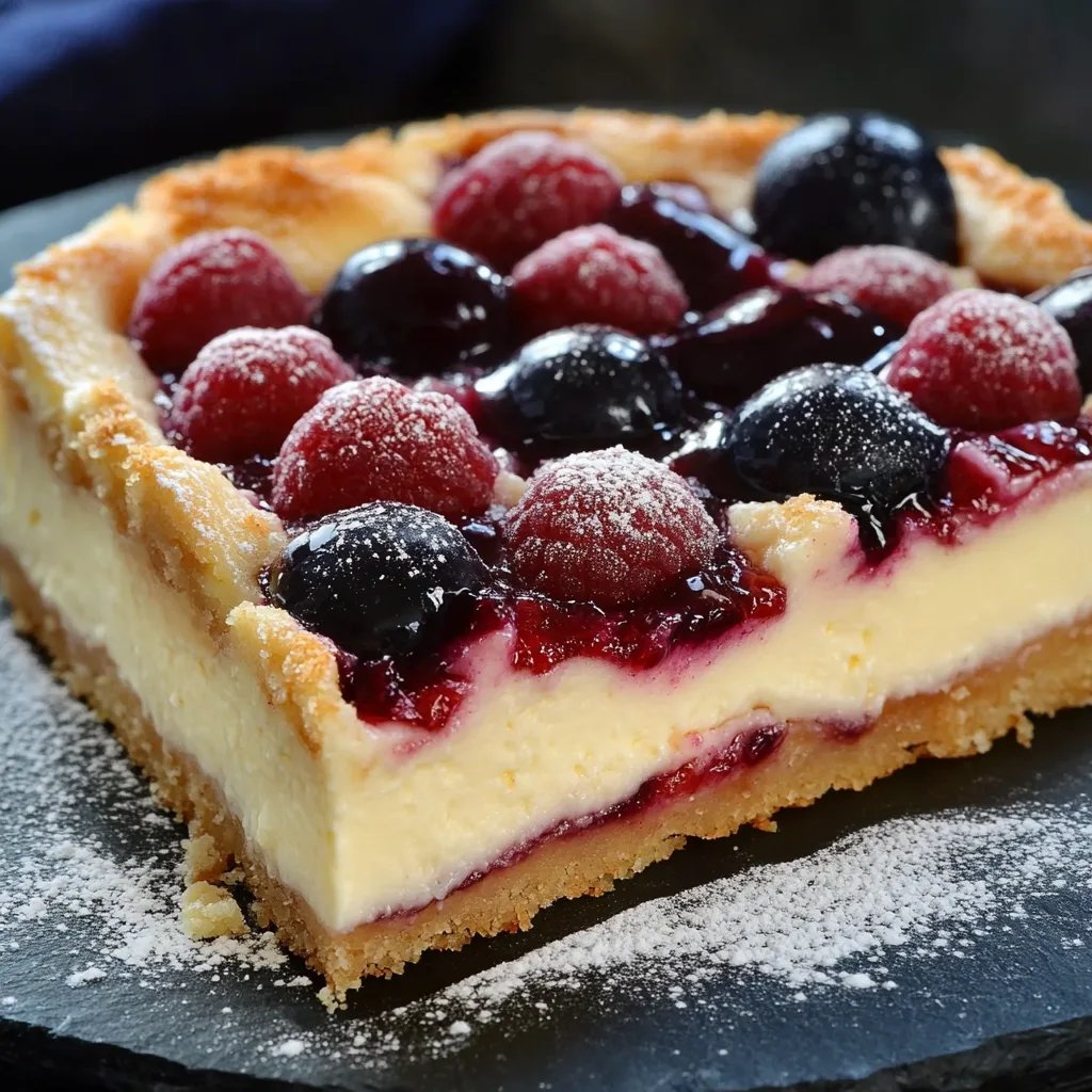 Saftiger Käsekuchen mit Kirschen und Streuseln