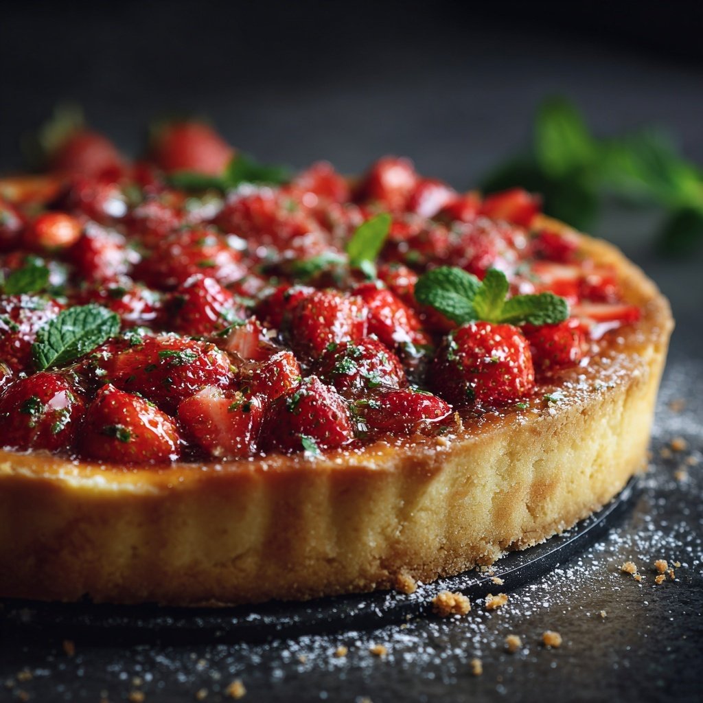 Erdbeerkuchen Mit Frischer Minze
