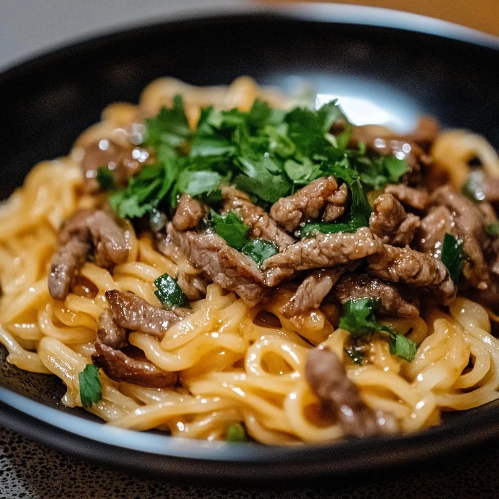 Mongolische Hackfleisch Nudeln