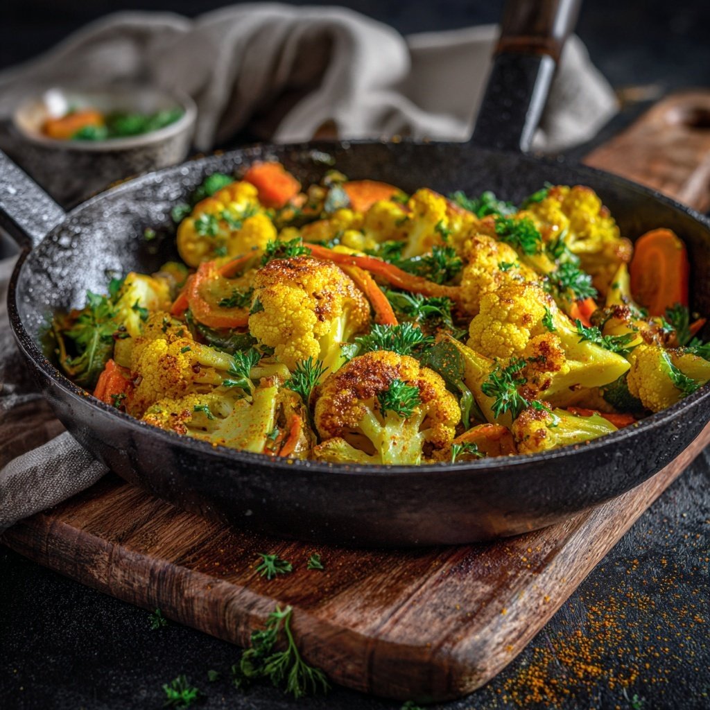 Blumenkohl Pfanne Mit Kurkuma
