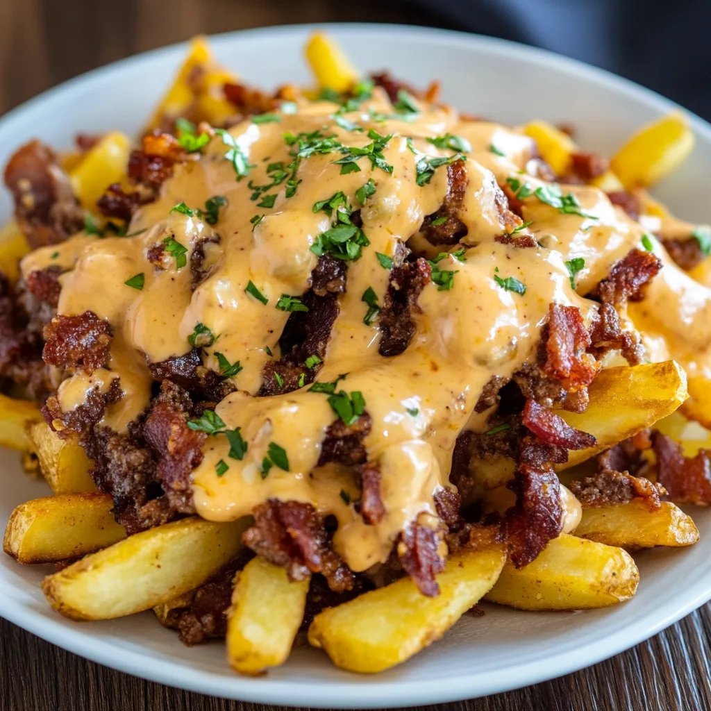 Loaded Fries mit Hackfleisch und Cheddar