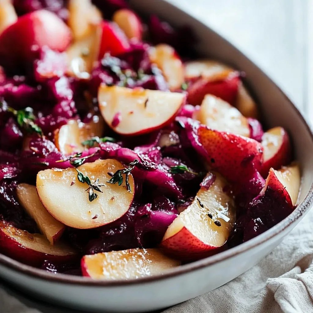 Rotkohl geschmort mit Apfel und Preiselbeeren