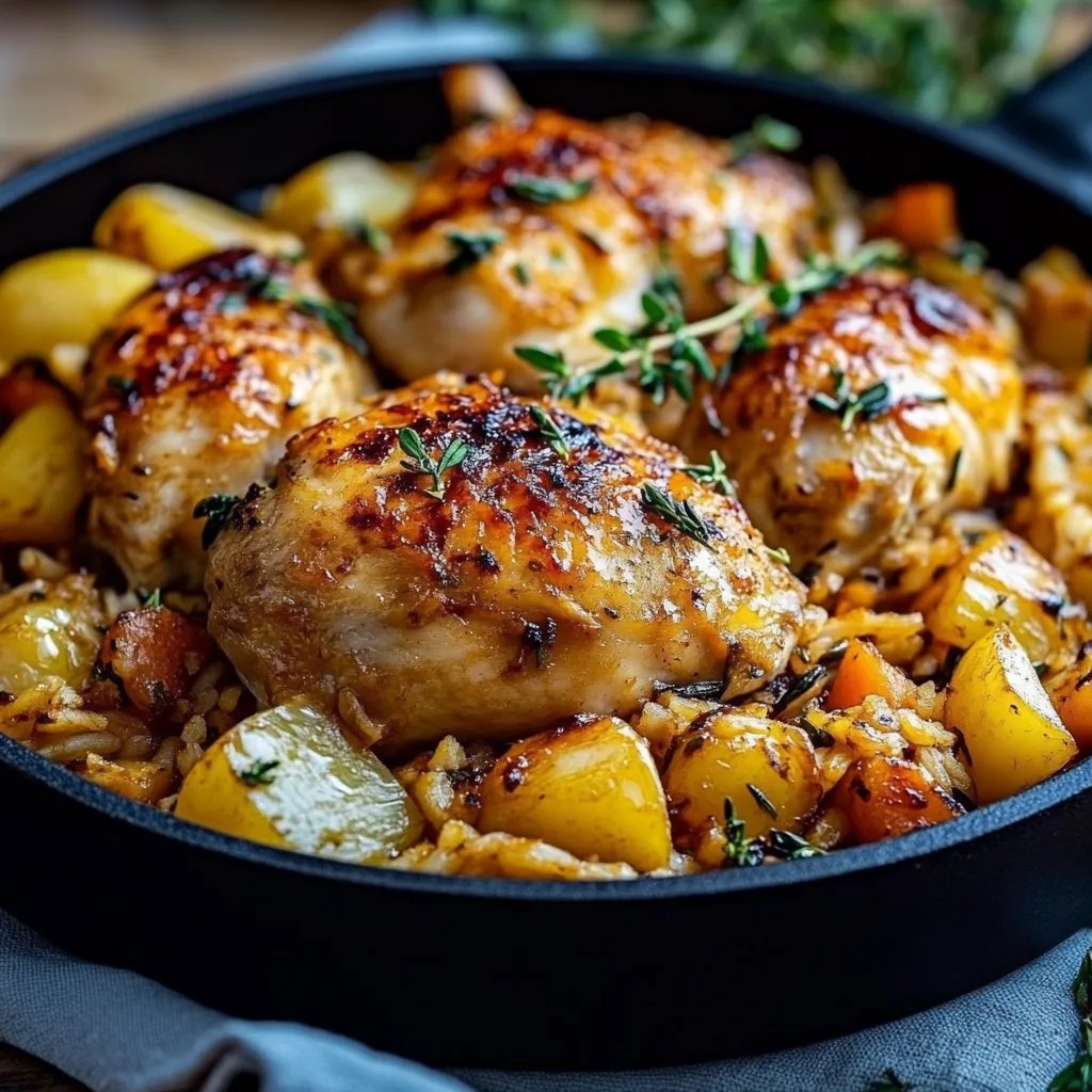 Ein-Topf-Hähnchen und Reis