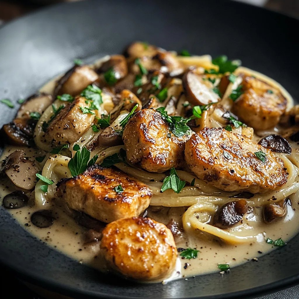 Hähnchenmedaillons in Pilzrahmsauce