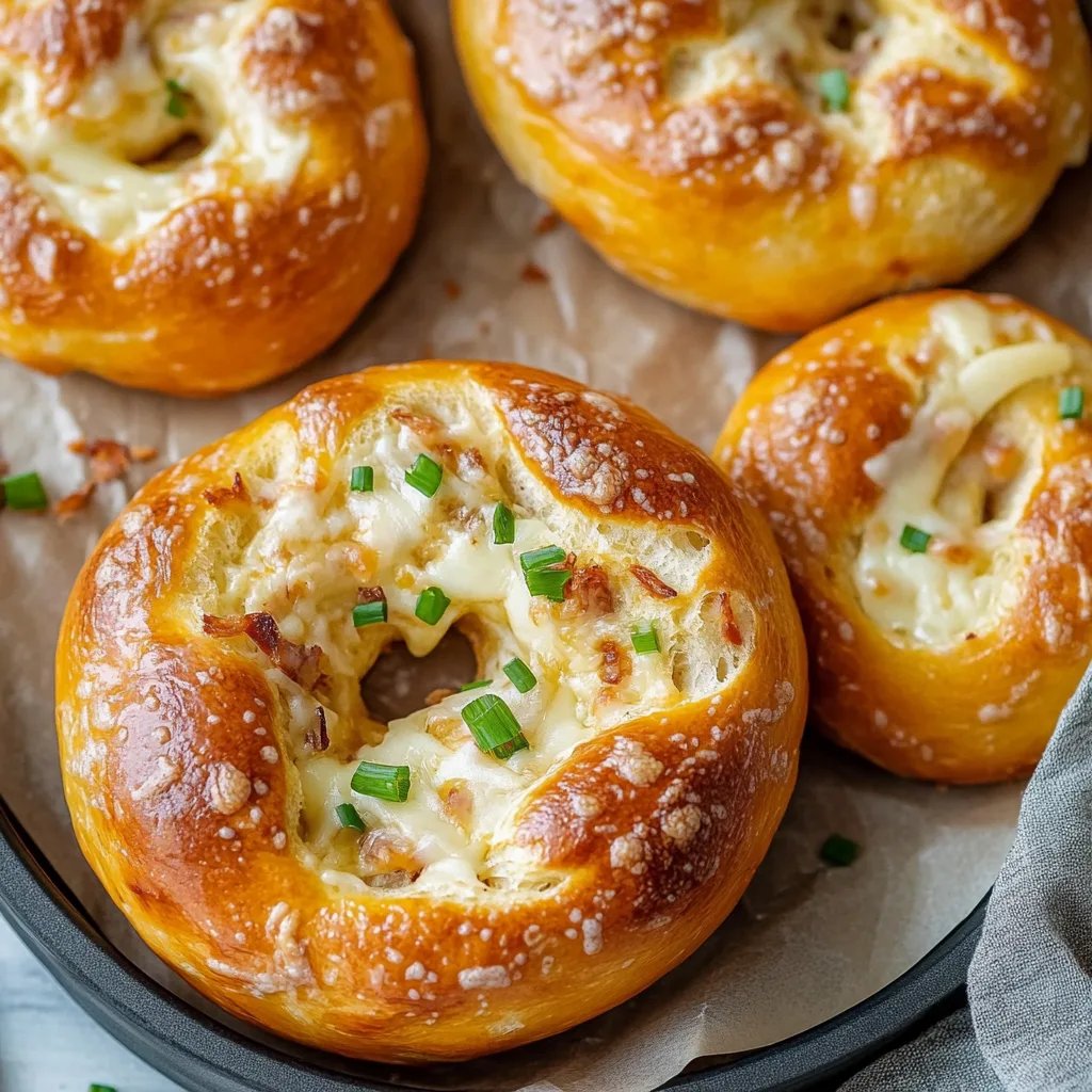 Gefüllte Brezeln mit Schmand, Schinken & Käse